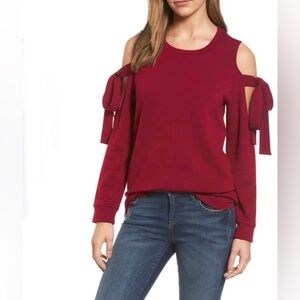NWOT | Nordstrom’s Pleione Cold Shoulder Top | Size Small | Red/Maroon